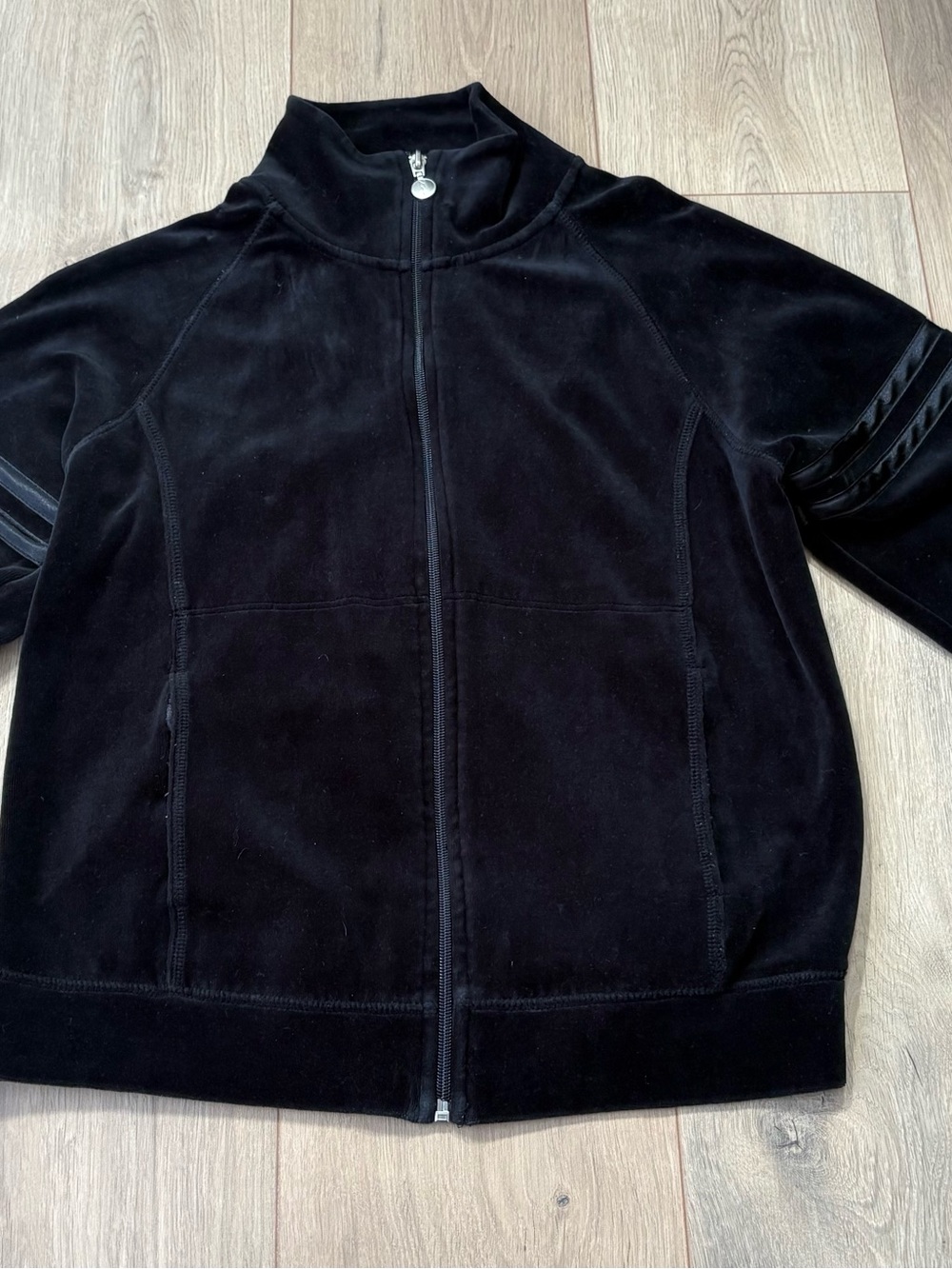 New York Laundry Black Velvet Full-Zip Track Jacket